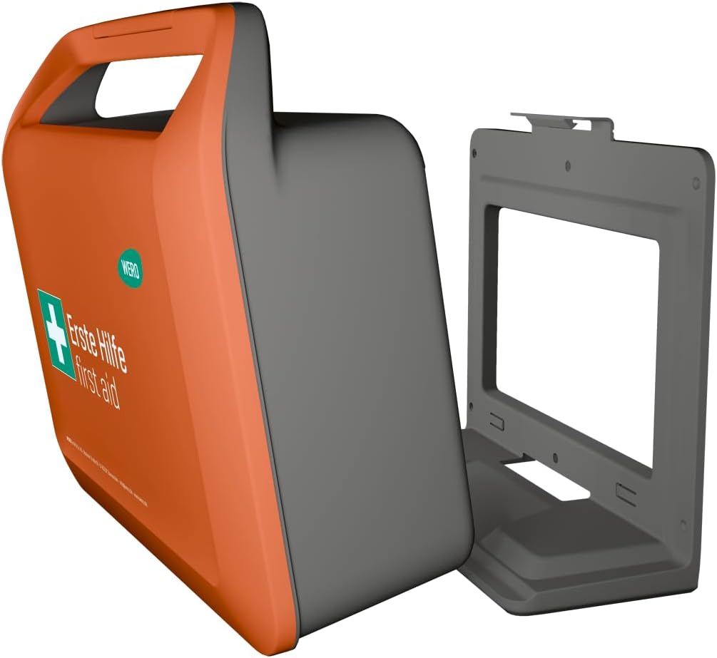 Erste-Hilfe-Koffer WERO Smart Case groß DIN 13169 - kompakt, robust & übersichtlich - staub- & spritzwassergeschützt - mit Farbleitsystem - mit Wandhalterung - mit MasterTex Pflaster