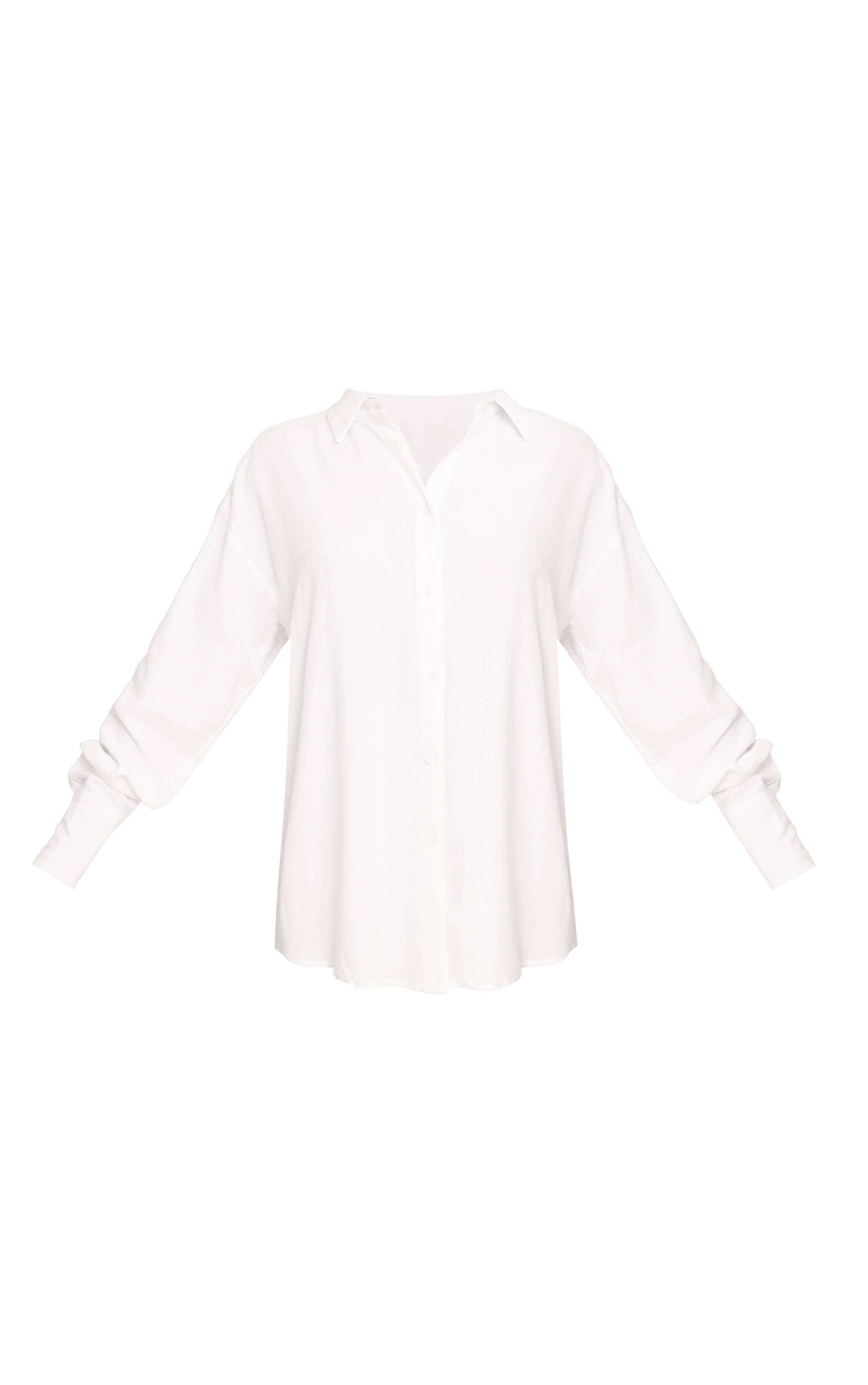 Blanc Chemise Oversize Ample Effet Lin