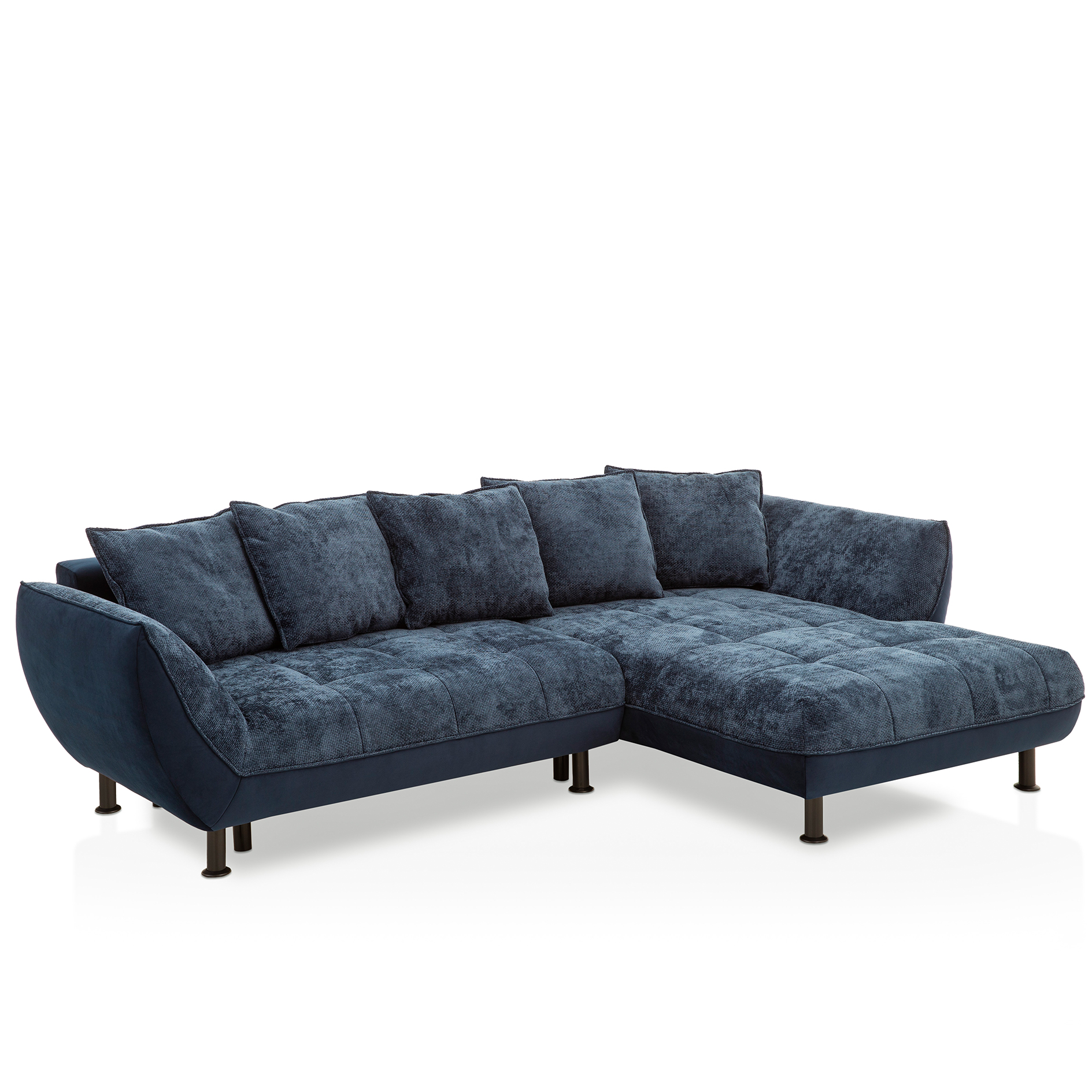 Ecksofa - dunkelblau - Liegefunktion - Longchair rechts