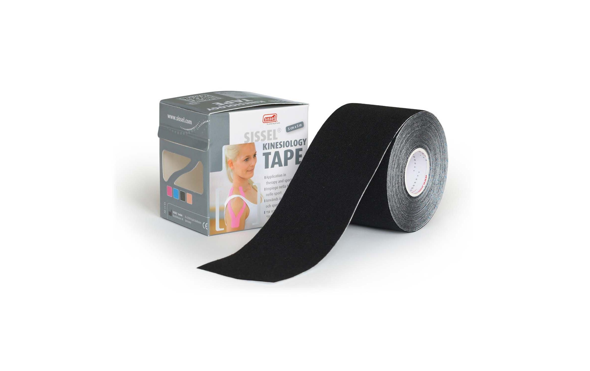 Kinesiology Tape schwarz 5 cm x 5 mAtmungsaktives Tape für Muskeln und Gelenke
