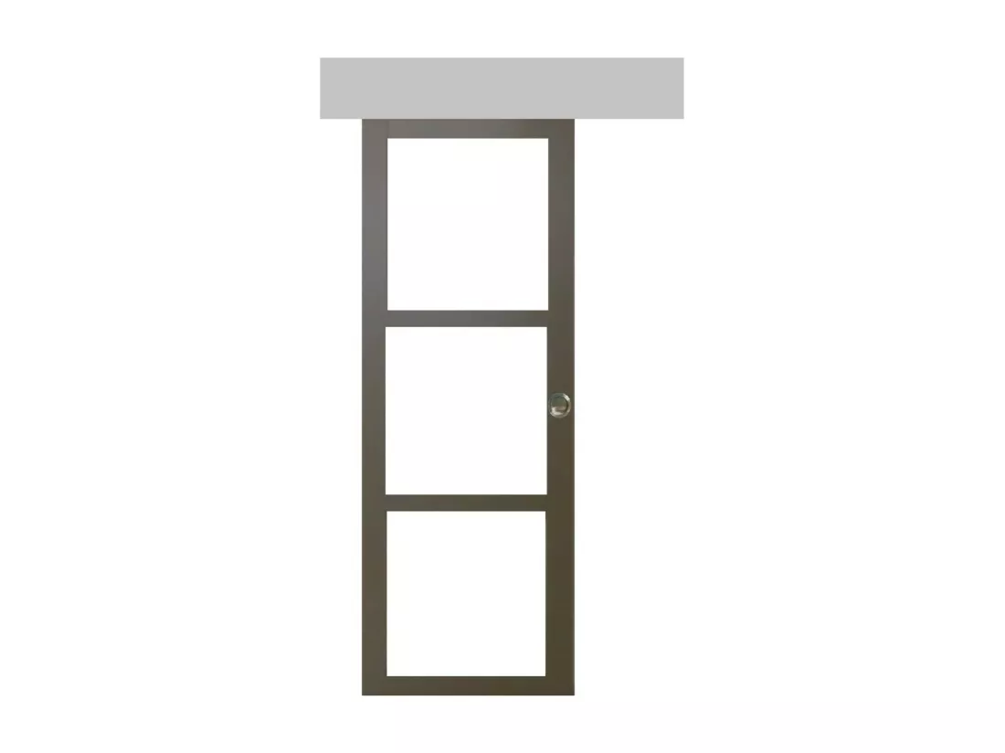 Porte Coulissante Marron Ral7006 Vitrage Transparent H204 X L73 + Rail Alu Et 2 Coquilles Gd Menuiseries