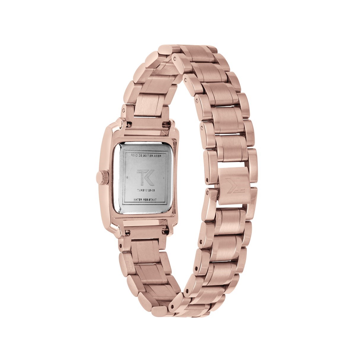 Montre analogique rectangulaire bracelet métal index strass MARGOT