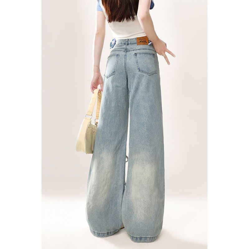 Bay Go Mall - Set: High Waist Heart Accent Wide Leg Cargo Jeans + Riem