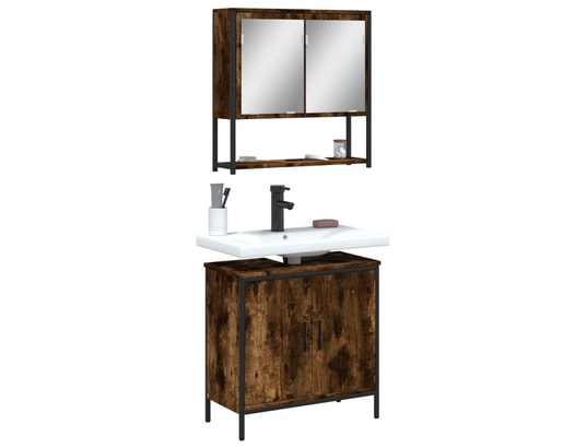 VIDAXL - Ensemble de meubles de salle de bain 2 pcs chêne fumé