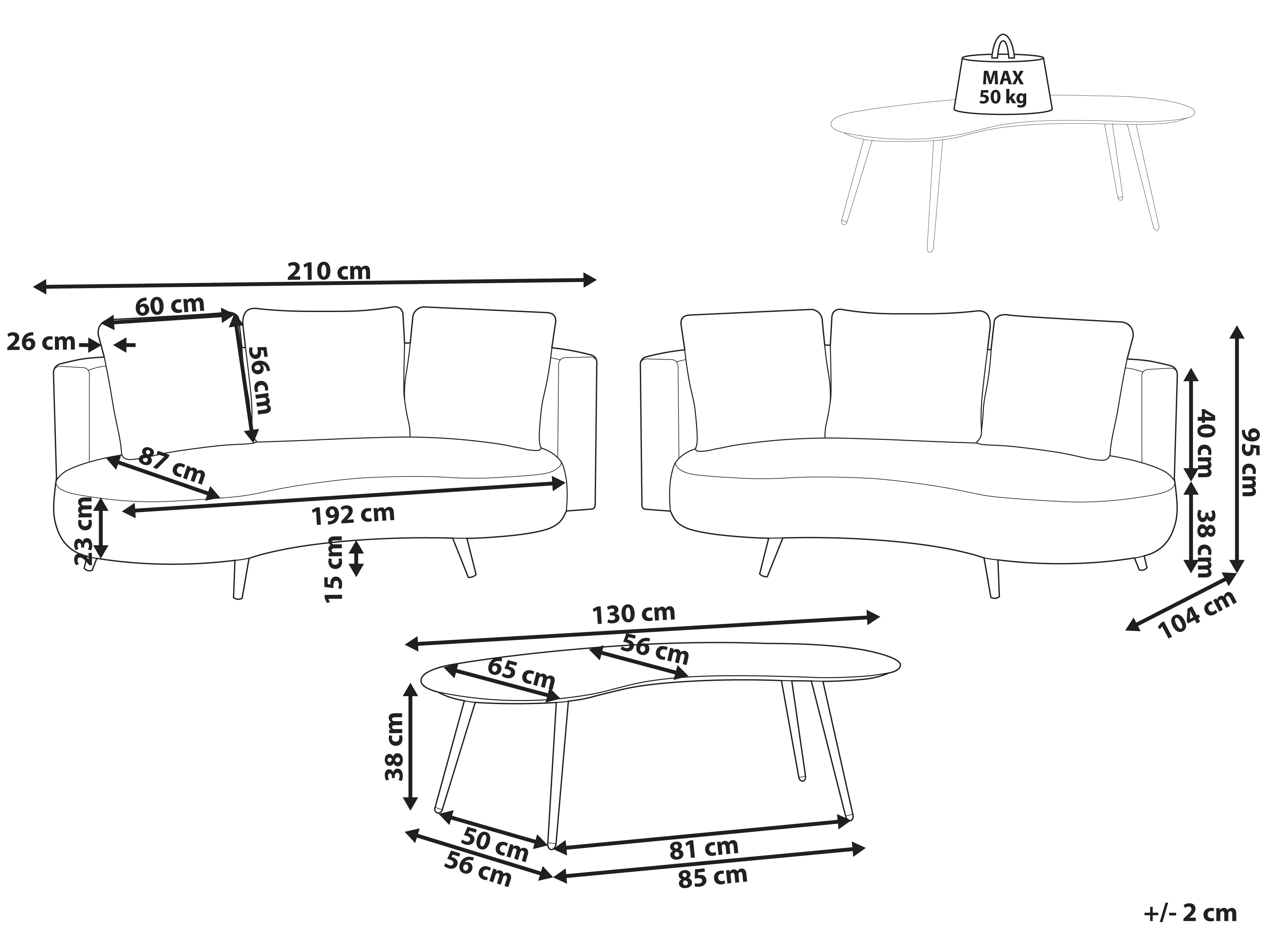 Loungeset met tafel 6-zits PARORI Beige