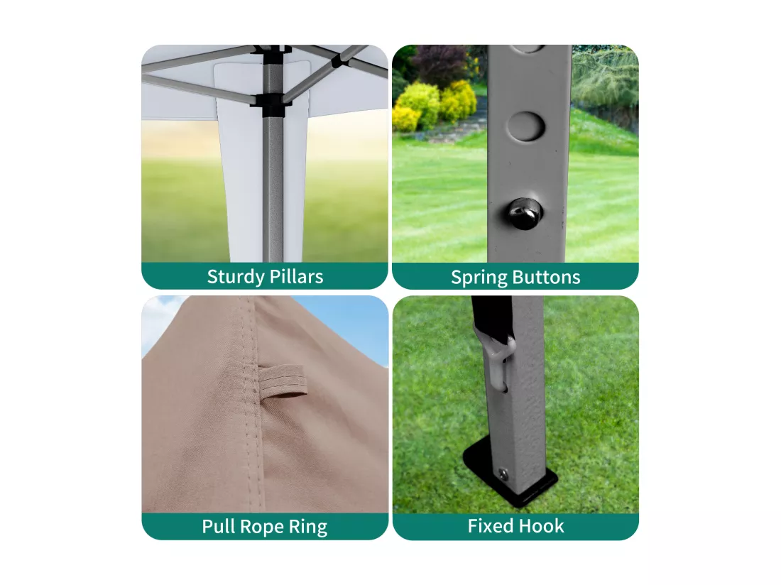 YITAHOME Tonnelle de Jardin - 3x3m - Pliable - Imperméable - Extérieur - Anti-UV - Kaki - pour Camping/Fête/Plage/Terrasse/Marchés