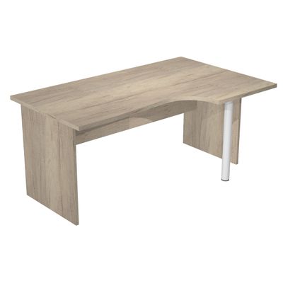 Bureau compact Trend - retour à droite avec pieds panneaux + pied de renfort - L160 - plateau imitation chêne canadien