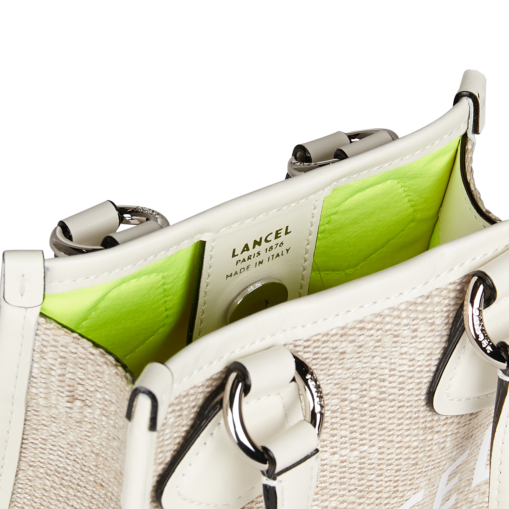 SUMMER - Mini cabas vertical en textile et cuir | Blanc
