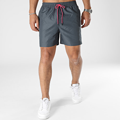 Short De Bain A Bandes Medium Drawstring 0810 Gris Anthracite