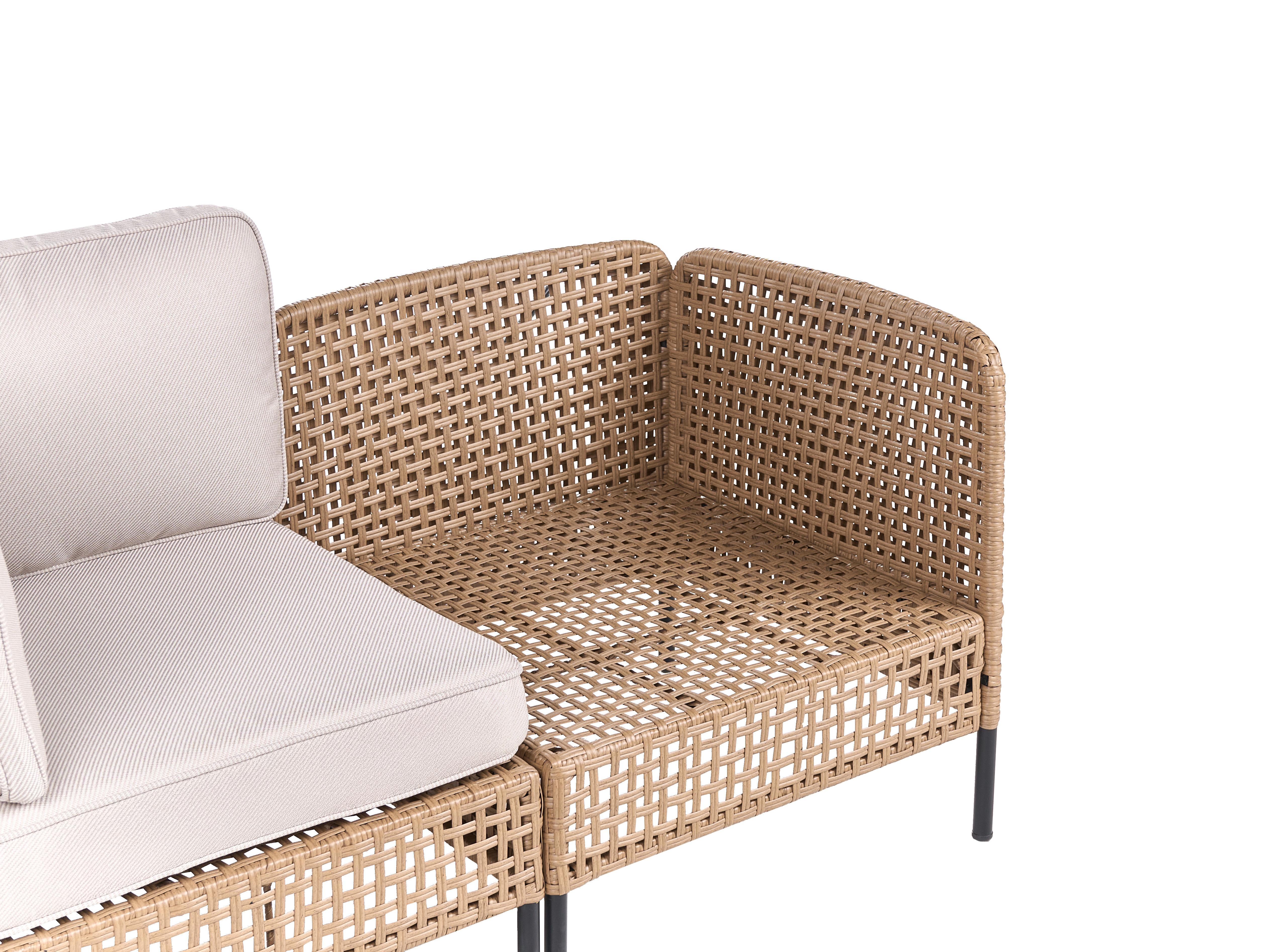 Tuin hoekloungeset met tafel 6-zits OMEGANA modulair PE rotan Lichtbeige