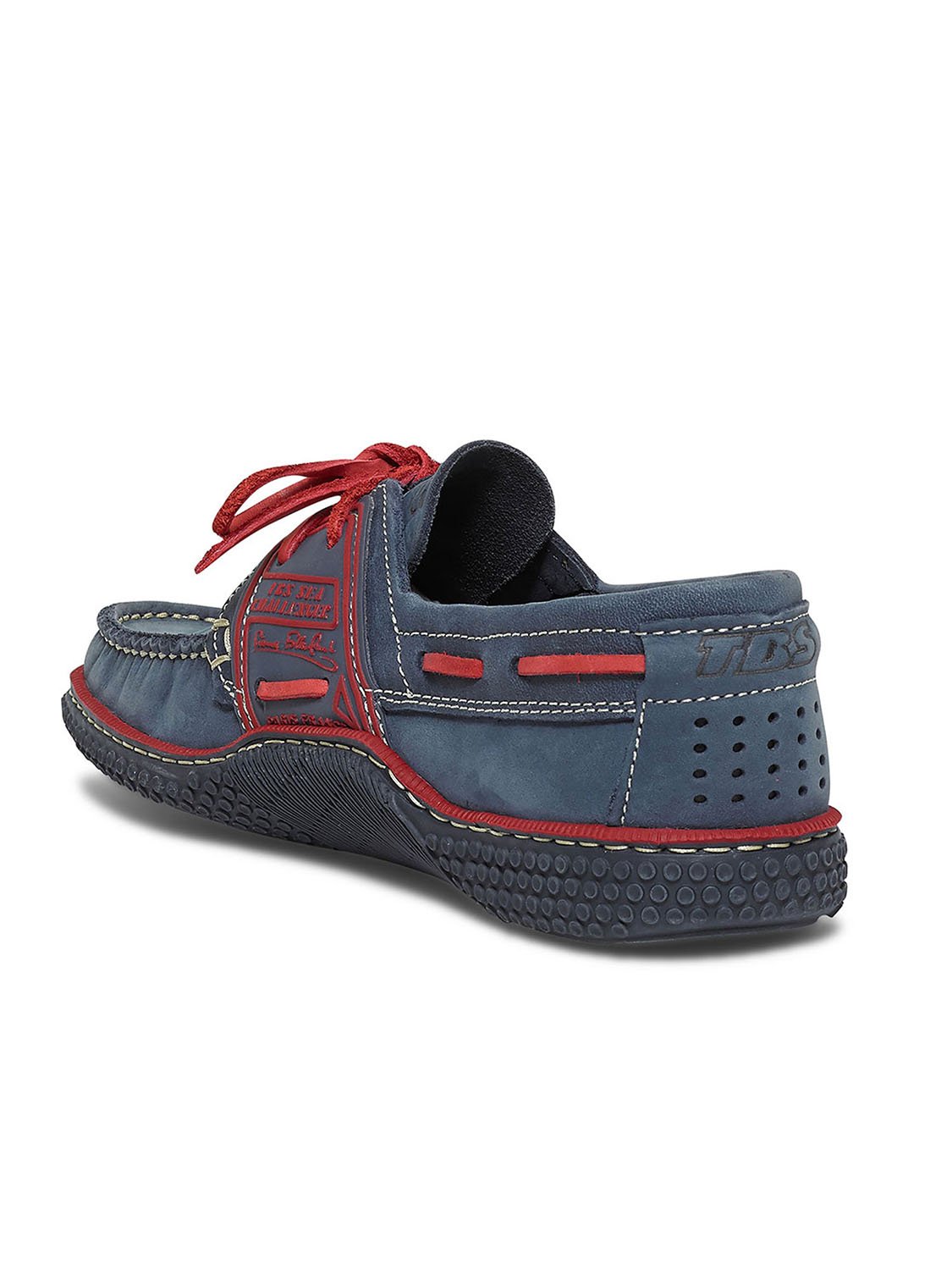 Chaussures Bateau Homme Cuir Marine et Rouge