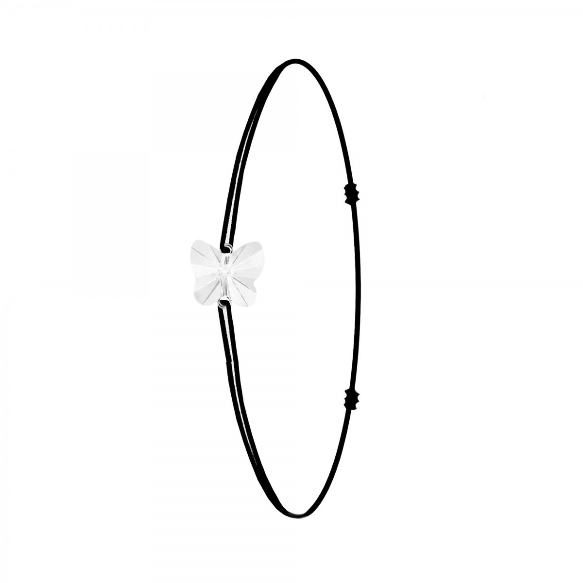 Bracelet noir et papillon SC Crystal orné de Cristaux scintillants