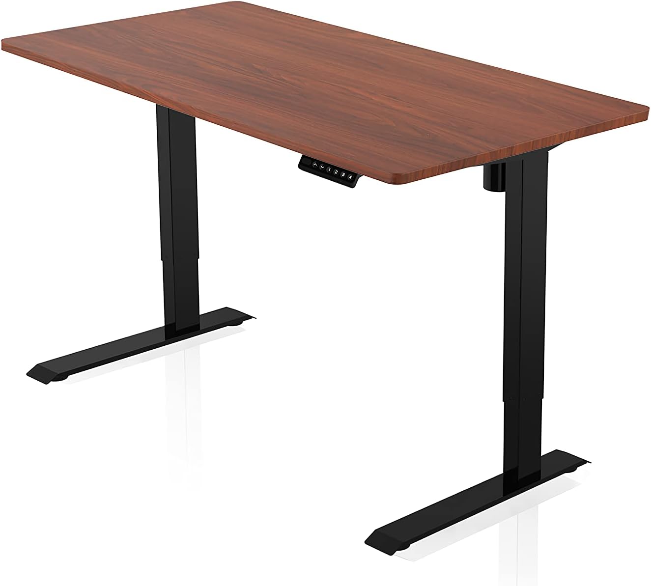 AGIL - elektrisch Höhenverstellbarer Schreibtisch - Schwarzes Singlemotor Gestell & Wallnussfarbene Tischplatte 120 x 60 cm - Memory Funktion - Ergonomischer Schreibtisch für Kinder und Erwachsene