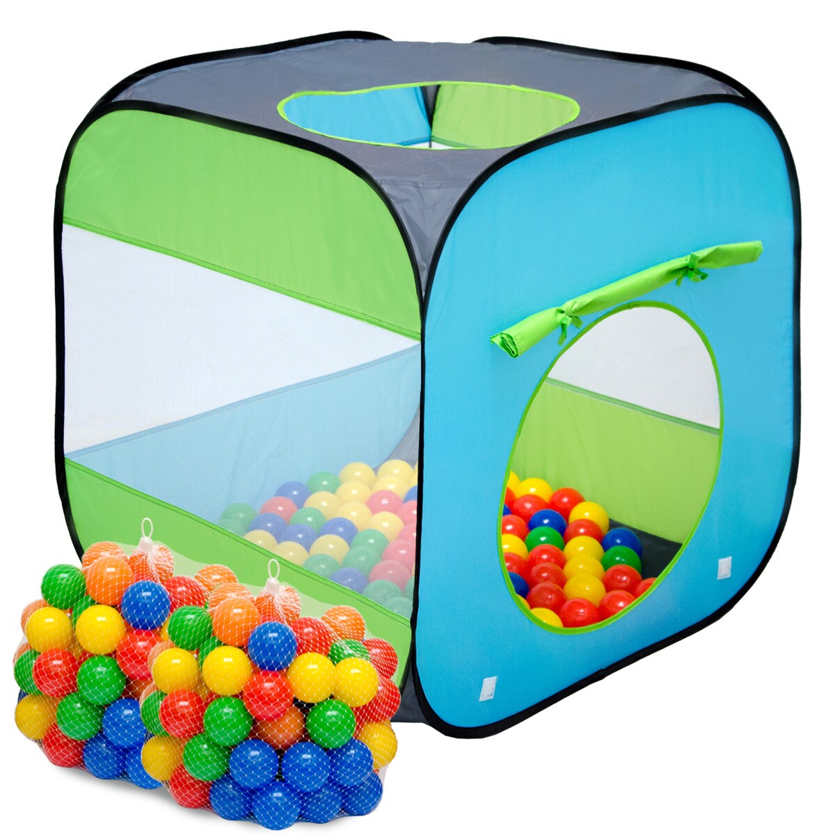Spielset Kinderspielzelt inkl. 200 bunte Bällebadbälle | Spielzelt Spielhaus für Jungen und Mädchen