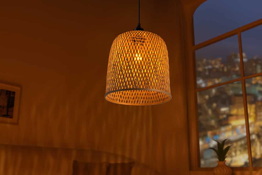 Handgefertigte Hängeleuchte ORGANIC LIVING 25cm natur Bambus Korb-Lampe Boho-Style