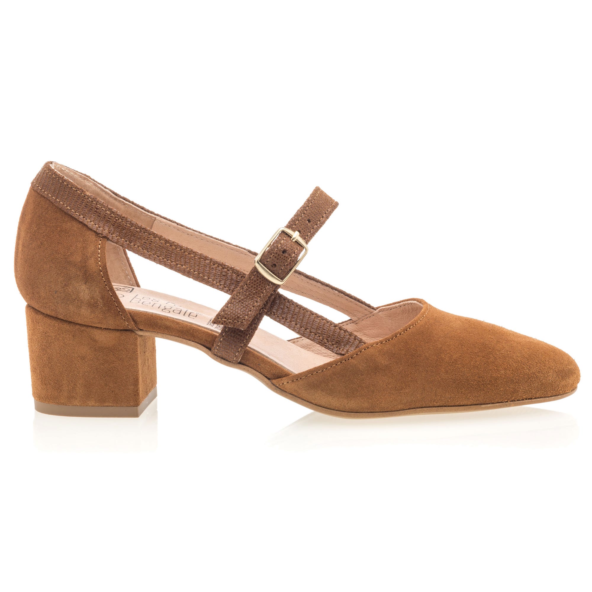Escarpins quartiers ouverts Femme en cuir cognac