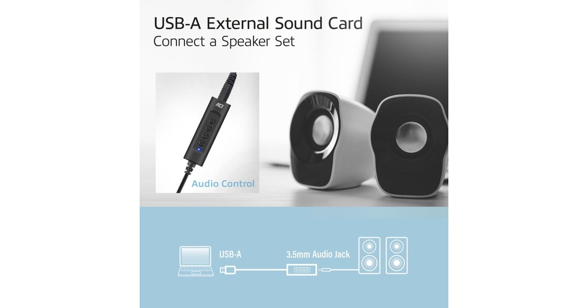 ACT ConnectivityUSB-A externe geluidskaart  (Zwart)