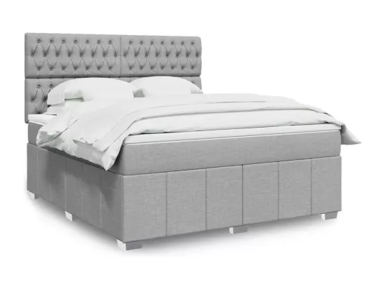 Sommier à lattes de lit avec matelas Gris clair 180x200cm Tissu
