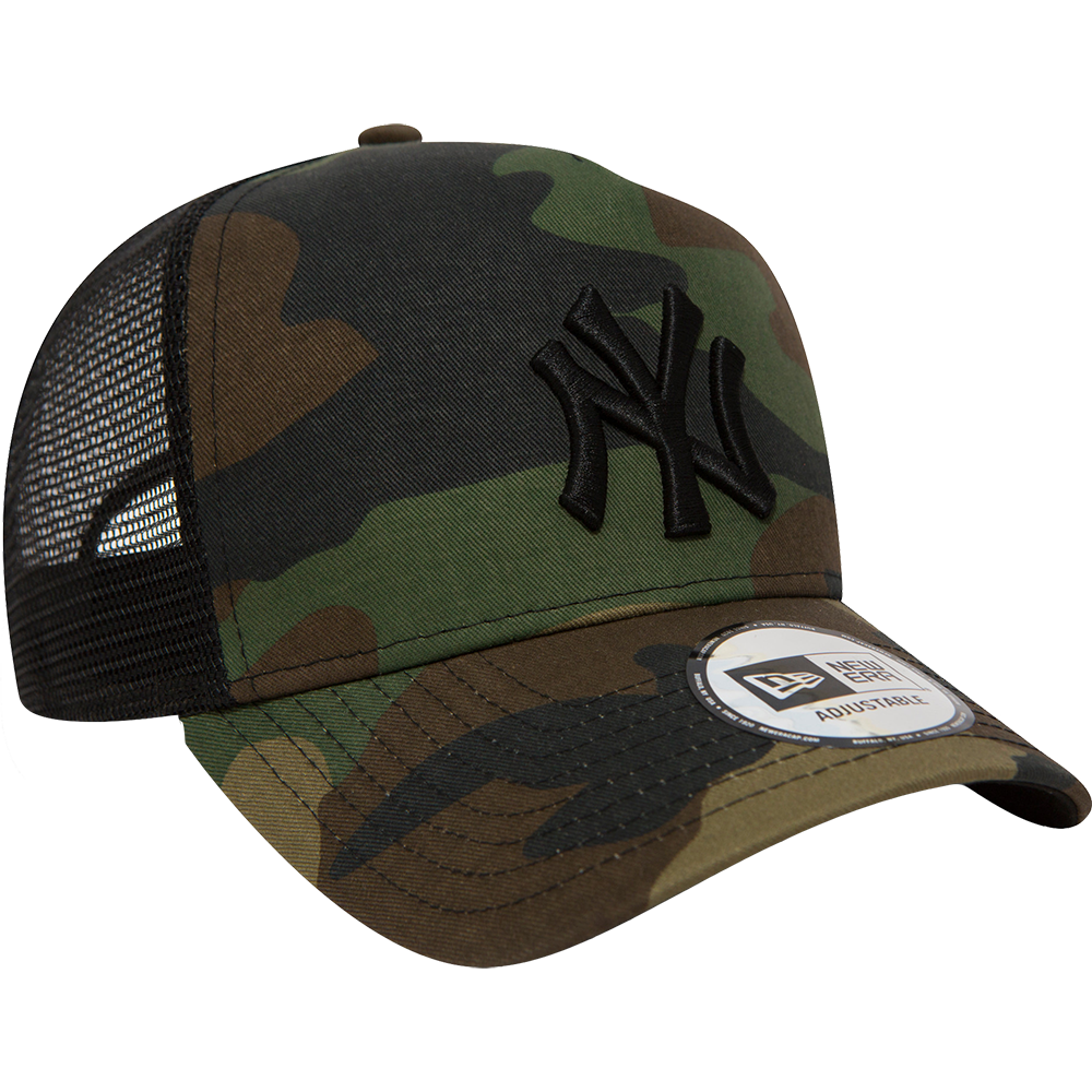 New Era Camo 9FORTY® A-Frame Trucker Cap new york yankees green med