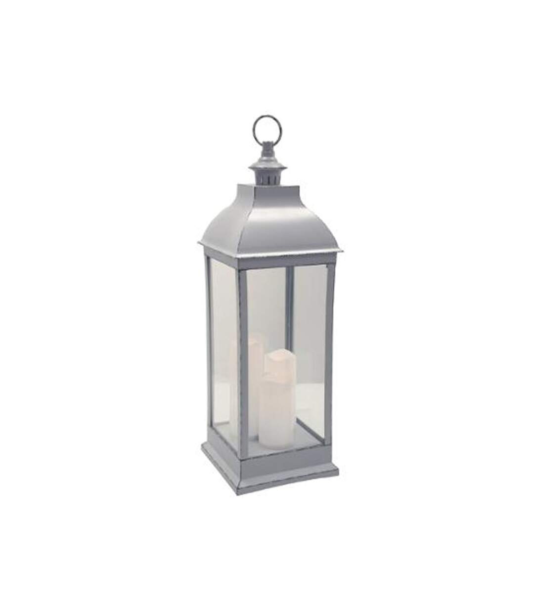 Lanterne Bougies LED Antique 71cm Gris