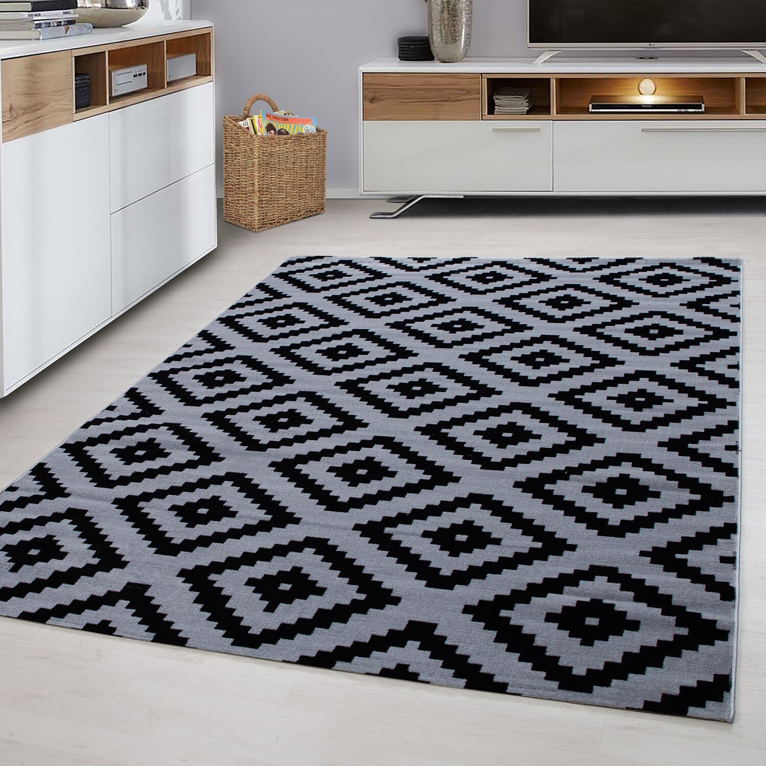Wunderschöne Designer Teppich Modern Wohnzimmer Raute Design Karo Muster