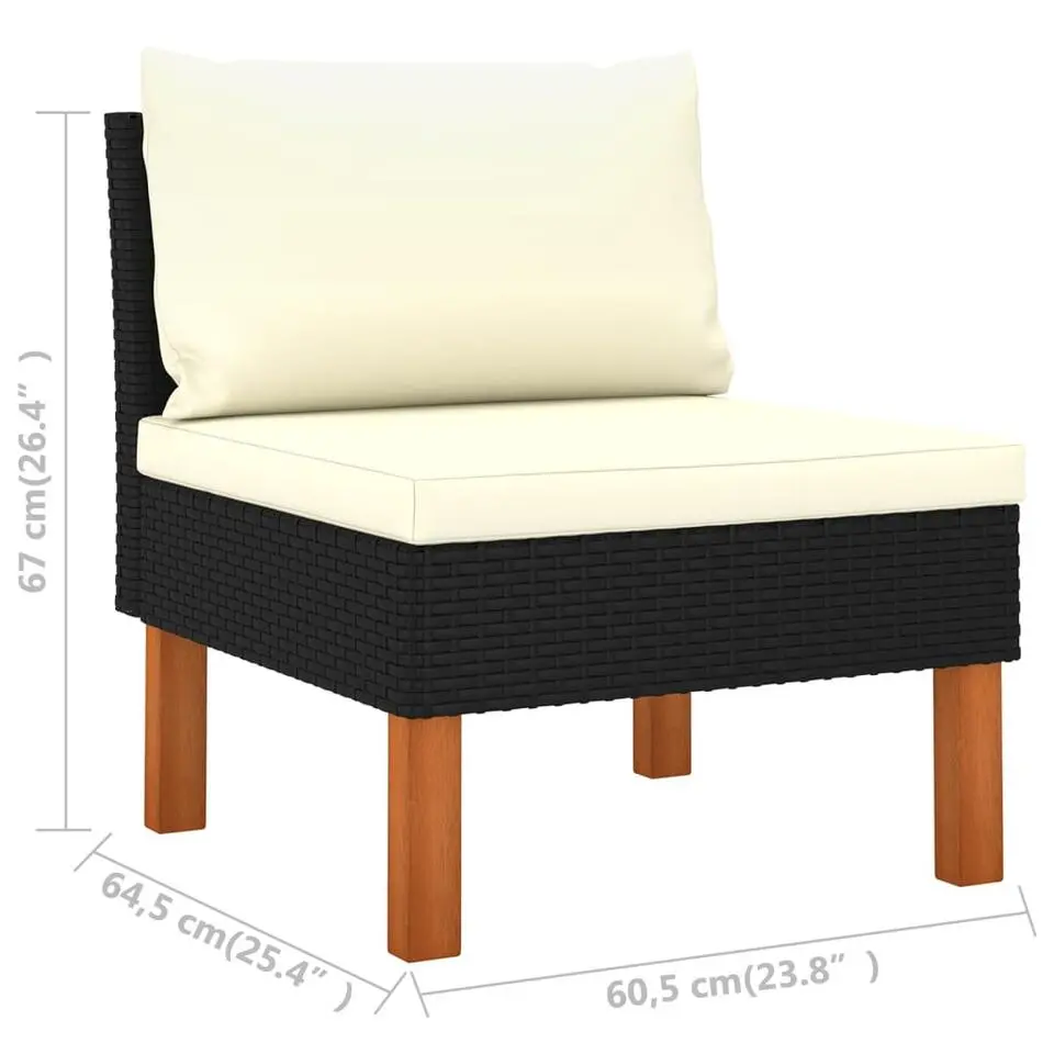 vidaXL - Loungeset - Zwart - Poly rattan - 4 stuks - Met kussens
