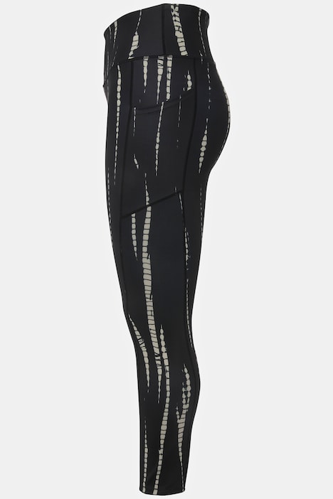 Sport-Tights, HighWaist, knöchellang, Batikprint, seitliche Tasche