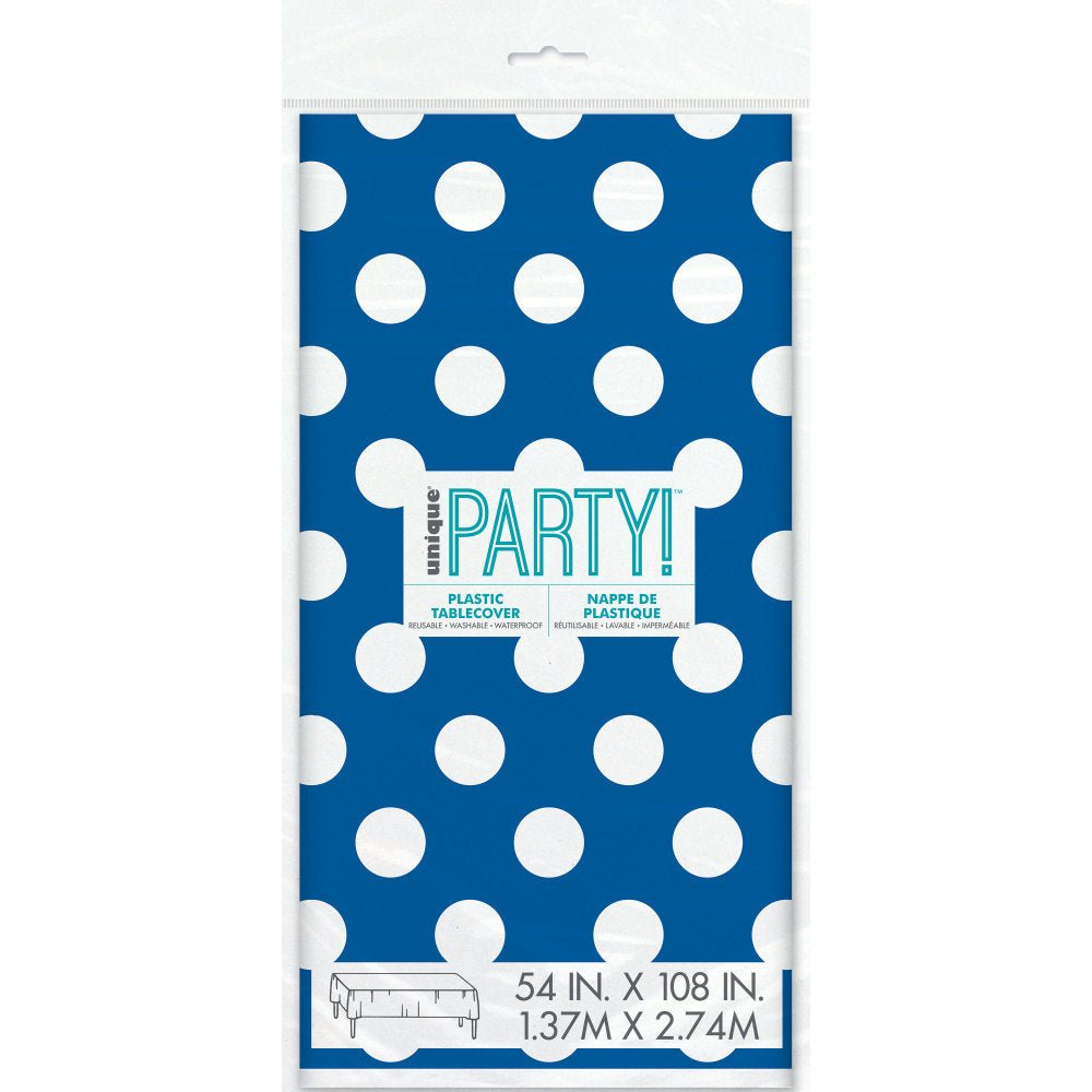 Blauwe Tafelkleed Witte Stippen 2,74m