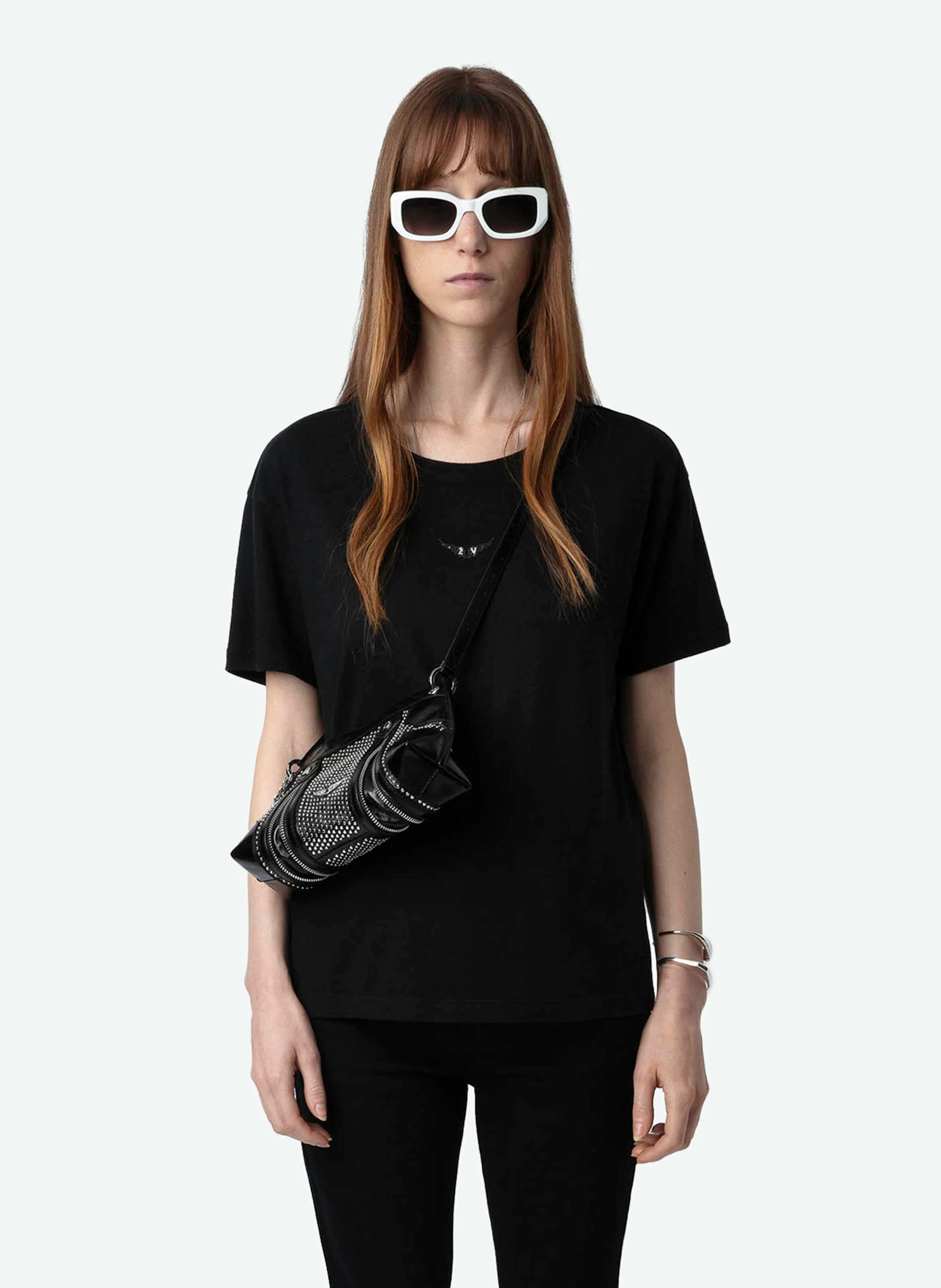 MARTA - Tee-shirt droit en coton et lin mélangés | Noir