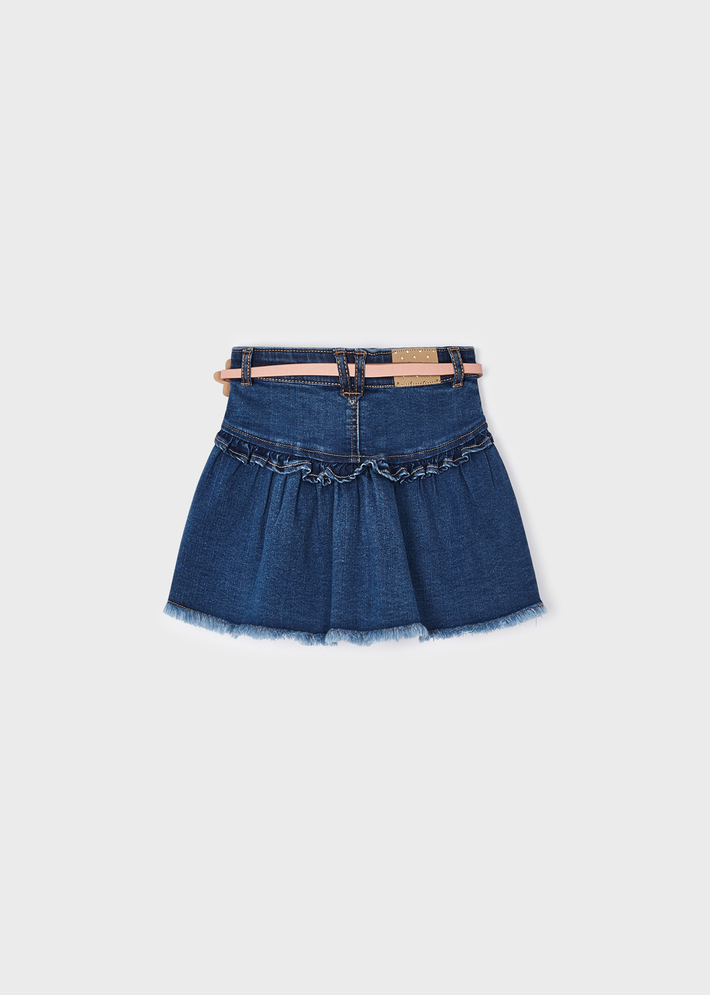 Saia jeans com cinto para meninas