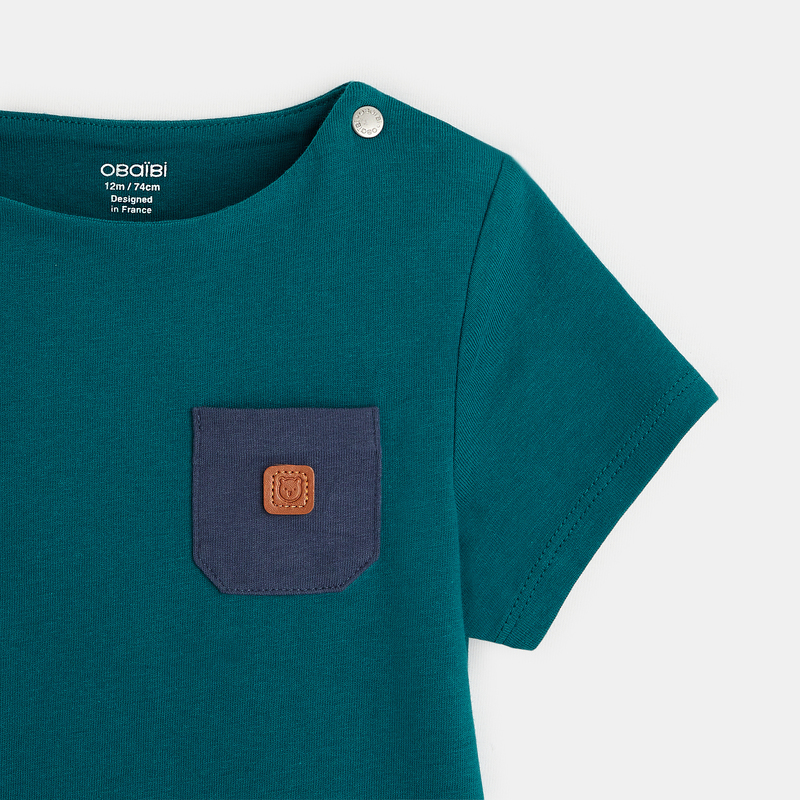 T-shirt jersey poche poitrine (lot de 3) vert bébé garçon