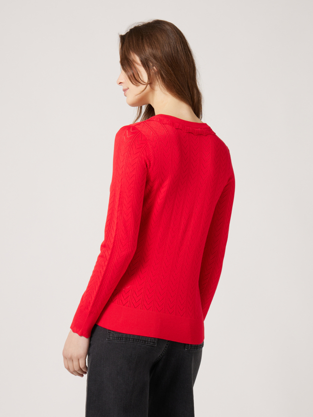 Pull col v ajouré
