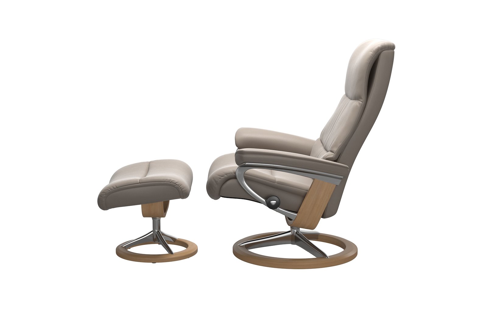 View (M) lenestol med krakk Hud Paloma Dark Mushroom - Signature Chrome - Eik
