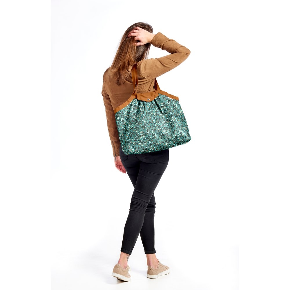 Sac Cabas Taille Moyenne Plissé Panthère Jade