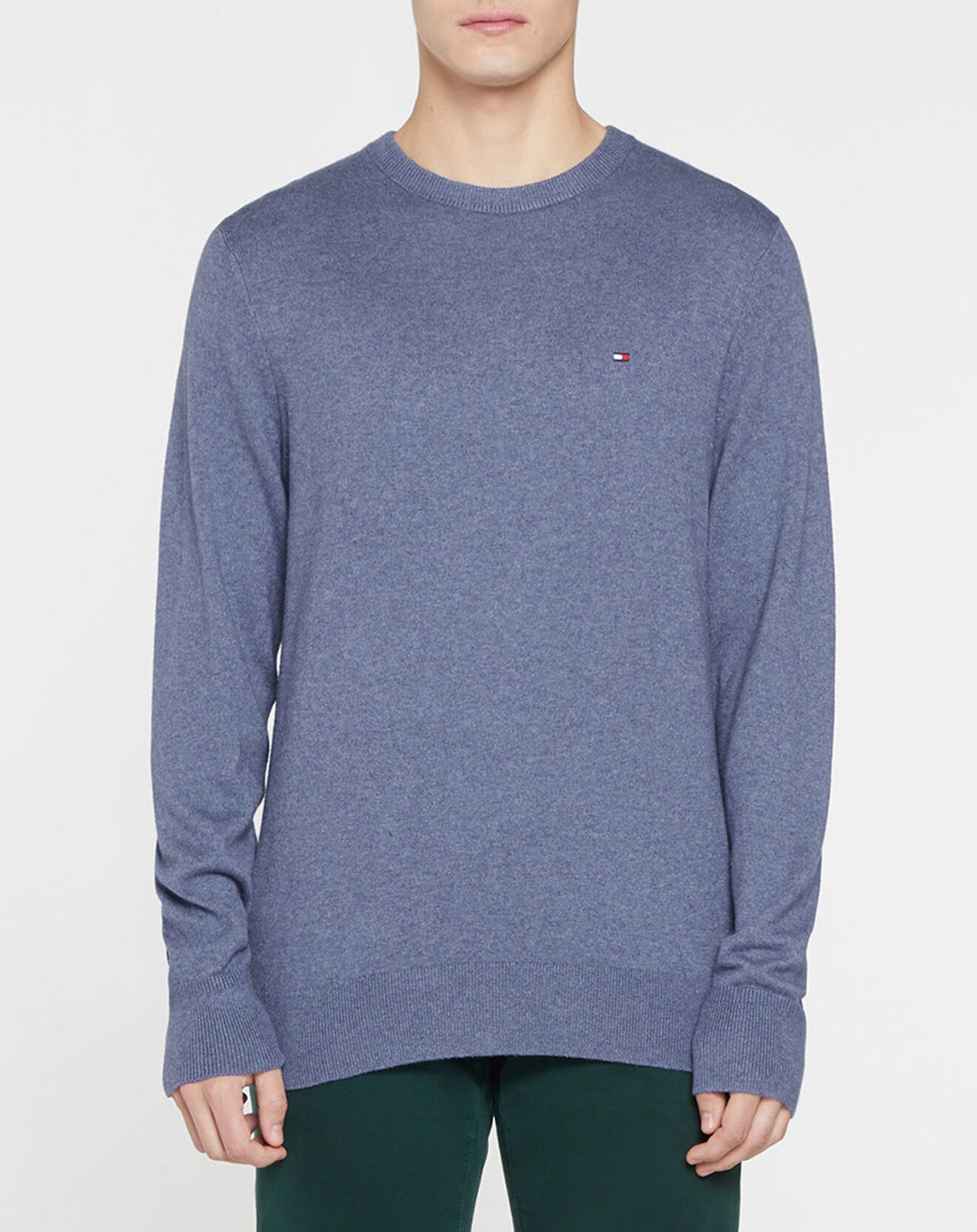 Tommy Hilfiger Pull en Coton & Cachemire Pima col rond bleu vintage
