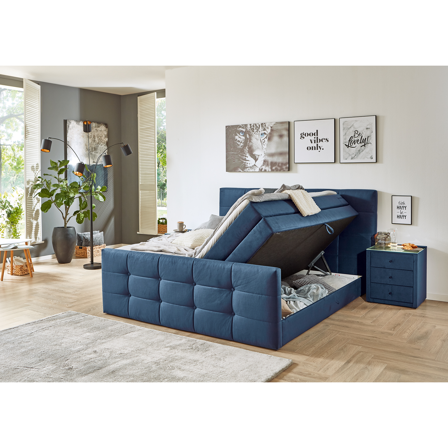 Boxspringbett - türkis - 180x200 cm - inklusive Topper