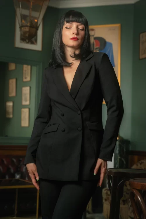 Vintage Diva  Marlene blazer in zwart