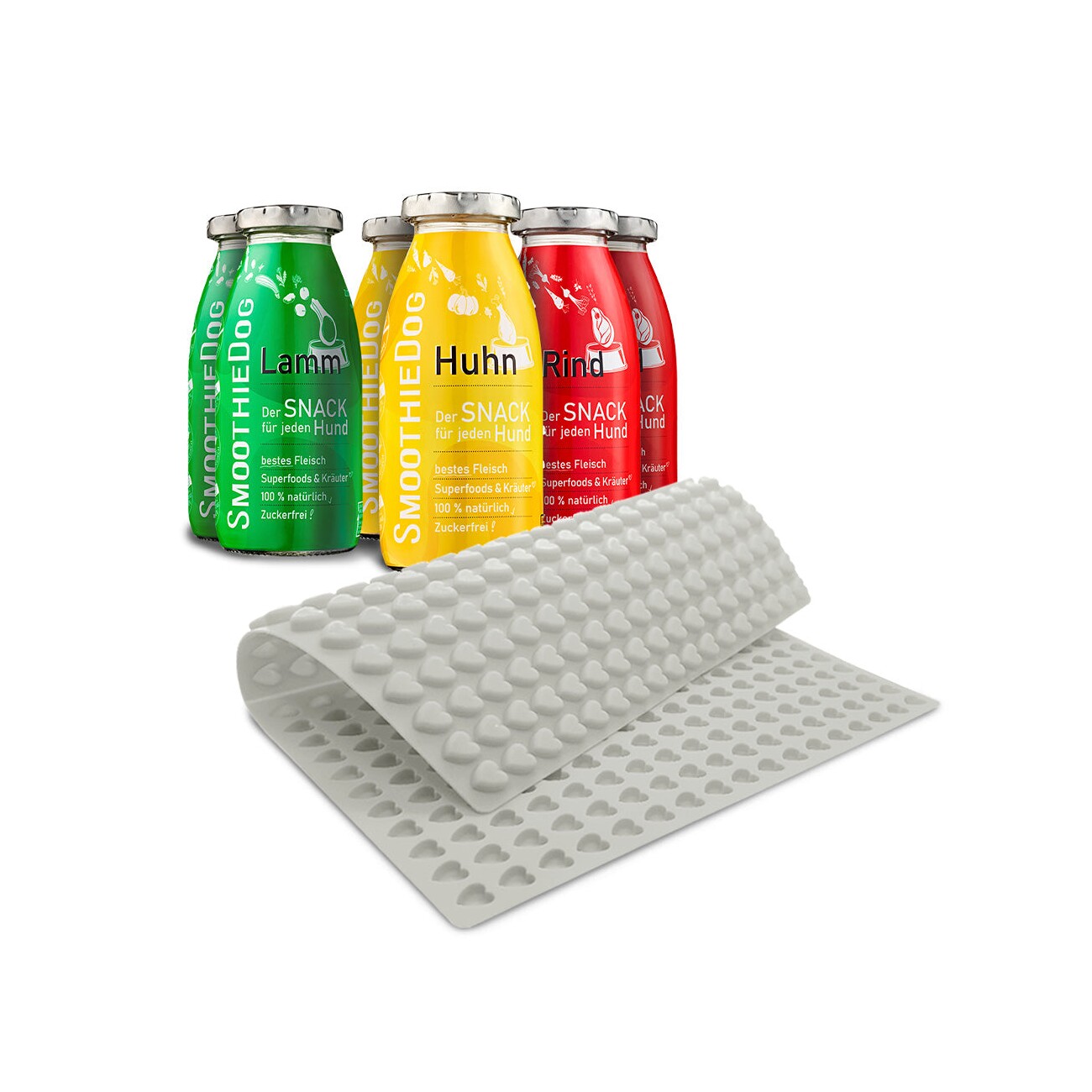 SmoothieDog 6er Pack Klassik 6x 250ml + Trixie Backmatte Grau