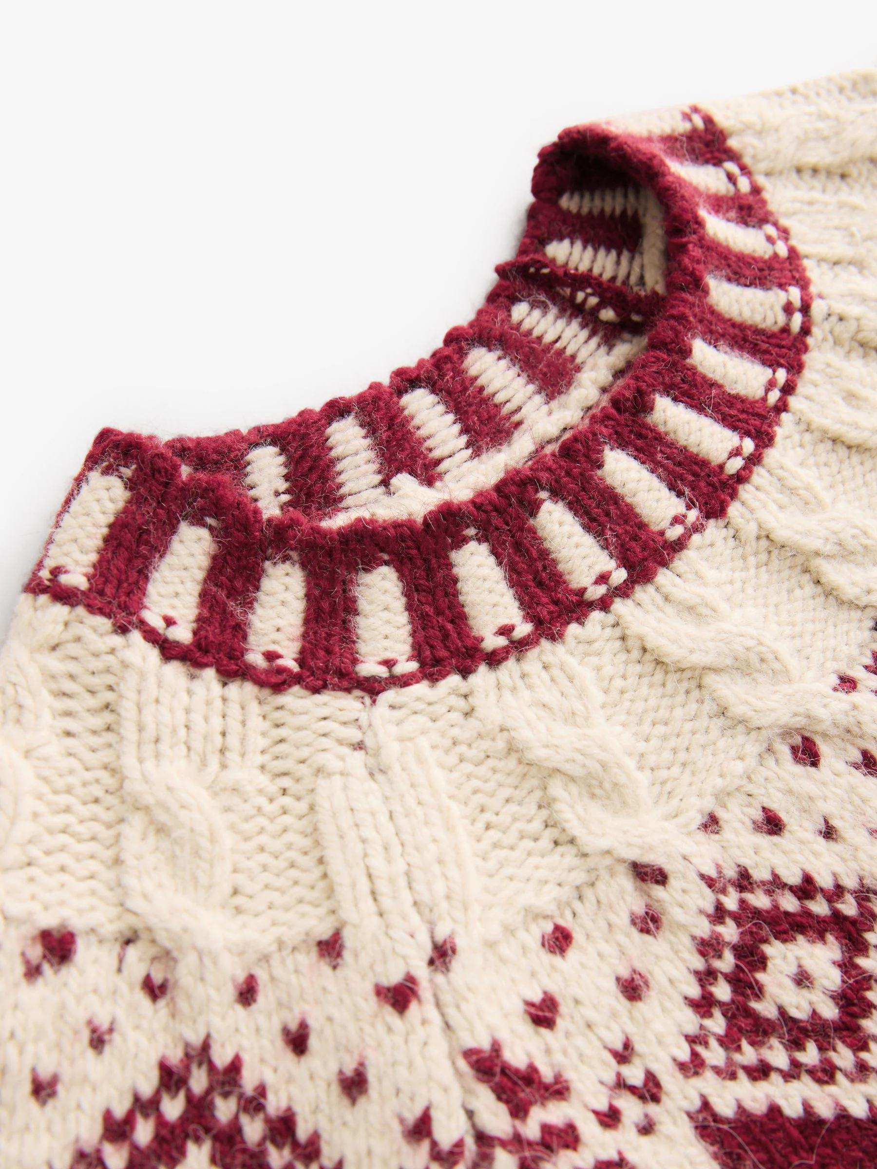 Rood met fairislemotief - Gebreide kersttrui