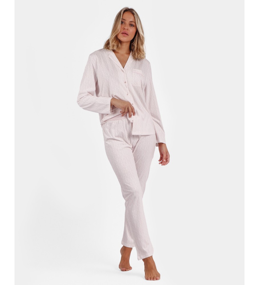 Pijama rosa claro com logo aberto da Admas
