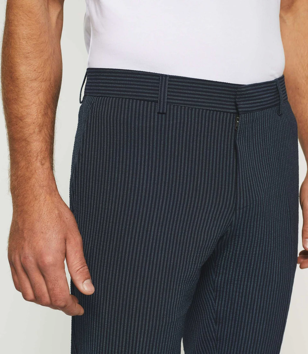 Pantalon ville à rayures marine 