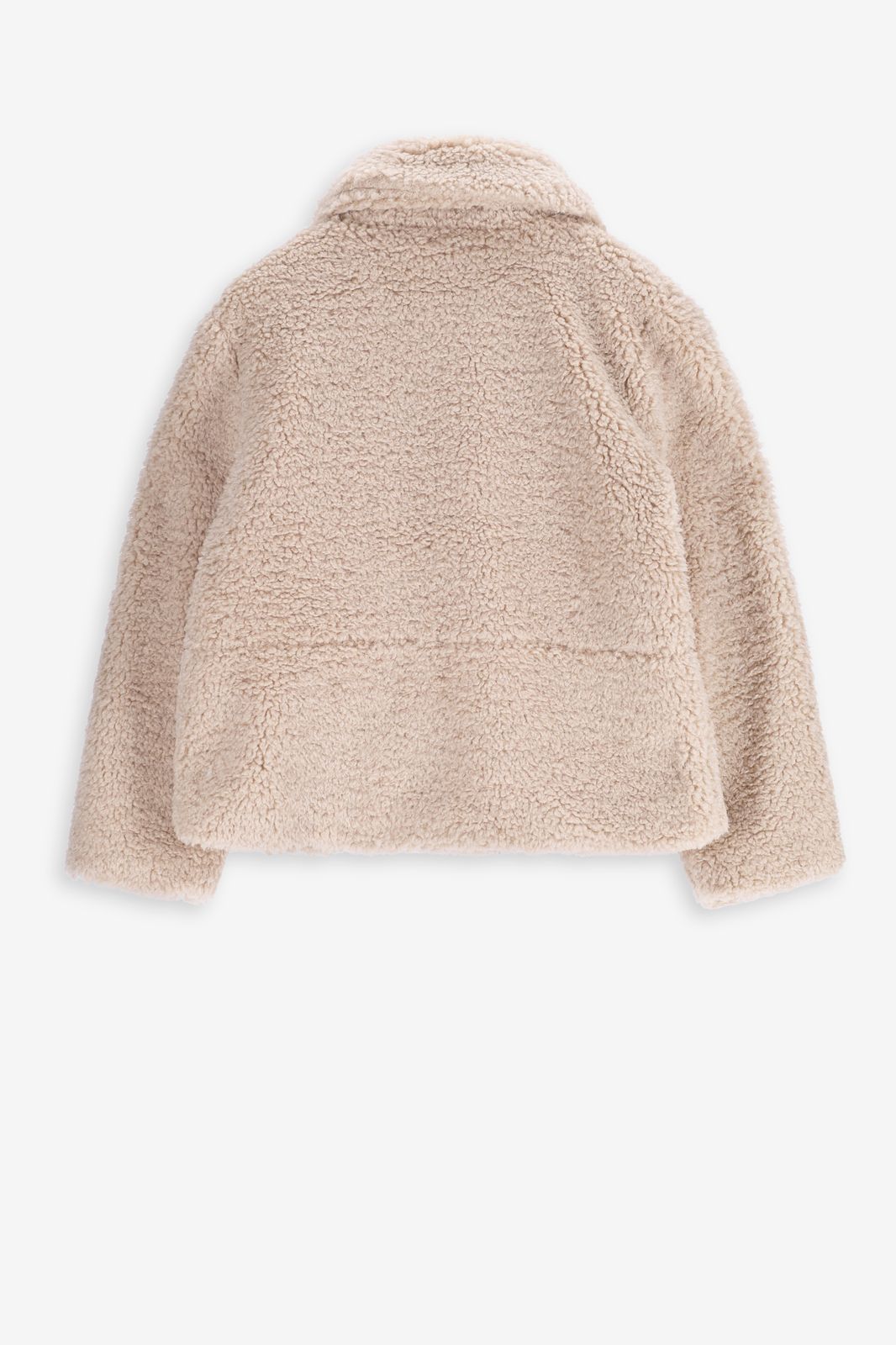 Korte beige faux fur jas
