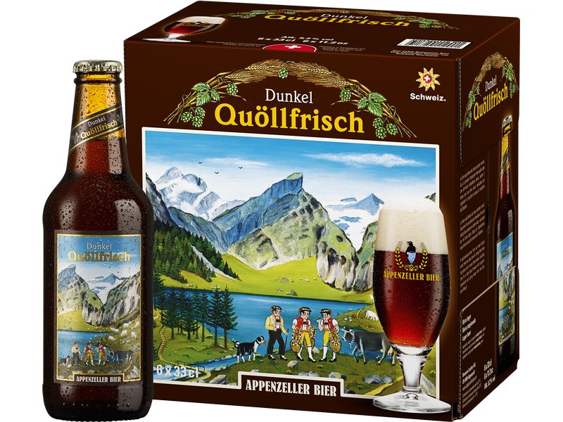 Appenzeller Bier Bier Quöllfrisch dunkel 6 x 0.33 l Malzaromatisches Bier mit feinen Röstaromen