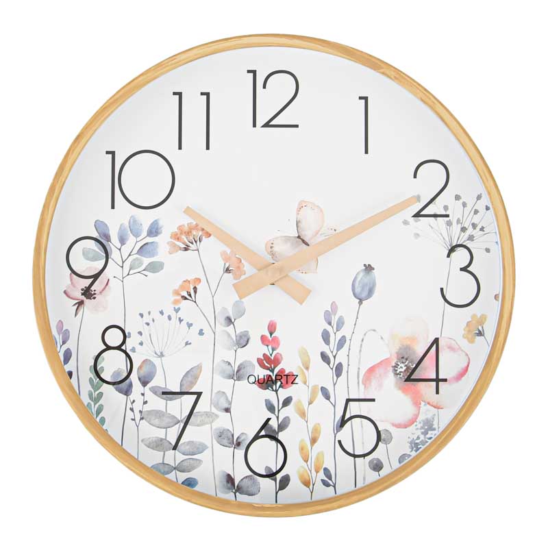 Horloge murale fleurie