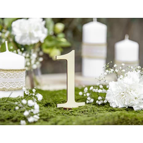Træ bordnumre 10,5 cm 10-pak