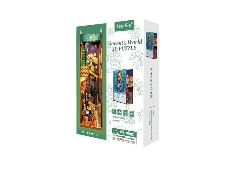 Tonecheer Bausatz Book Nook Vincent's World 3D-Modell aus lasergeschnittenen Holzteilen
