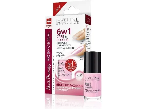 EVELINE - COLORFUL NAIL CONDITIONER CARE & COLOUR NAIL 6 IN 1 - ROSE - 5ml