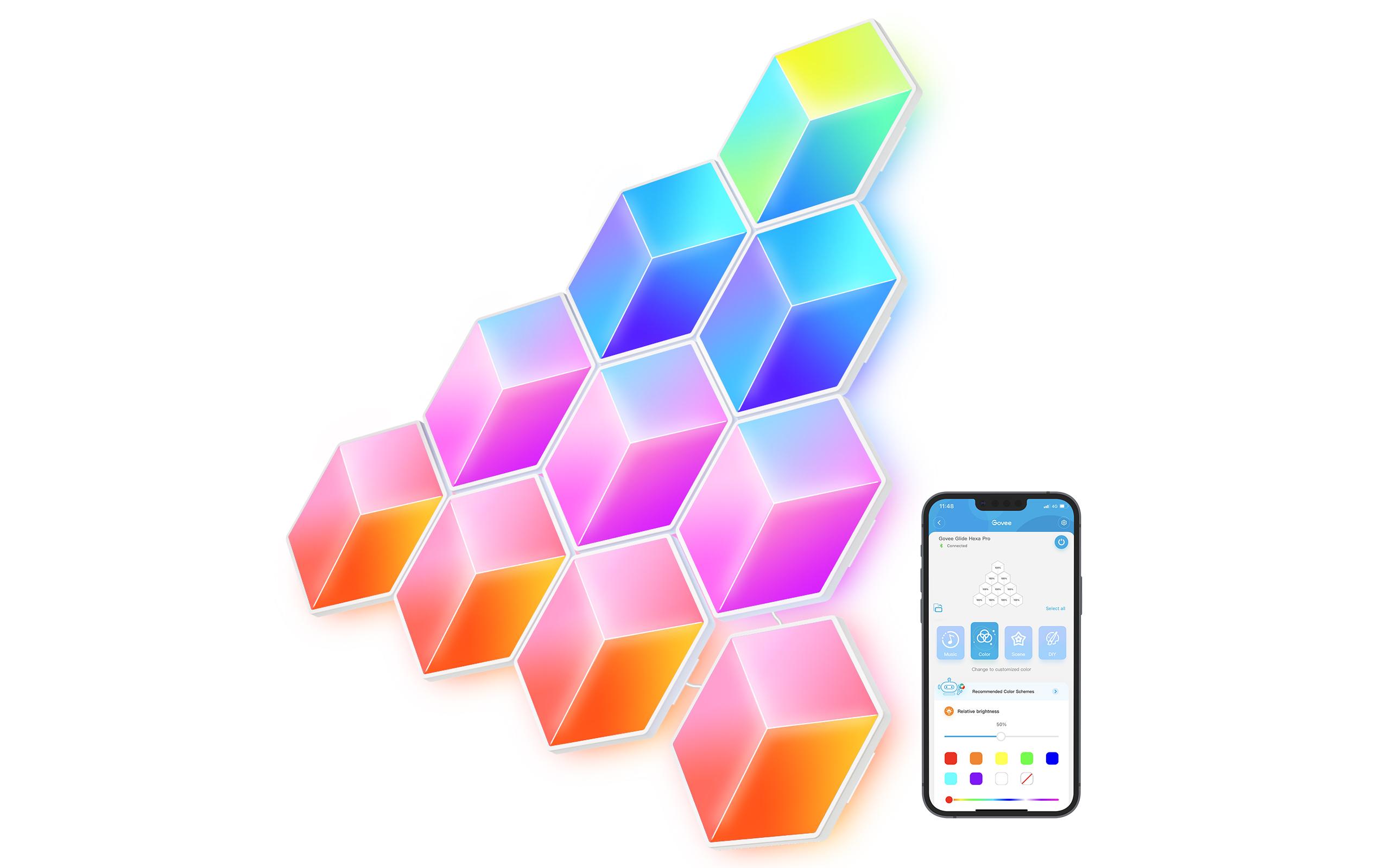 Panelleuchte Glide Hexa Pro, 10er, RGBIC<br>Light Panels
