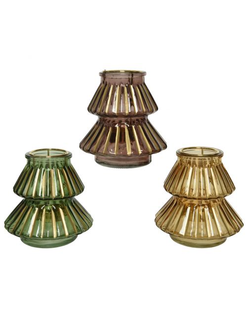 Decoris Theelichthouder Retro - Branders - Ø12x12.50 cm Assorti