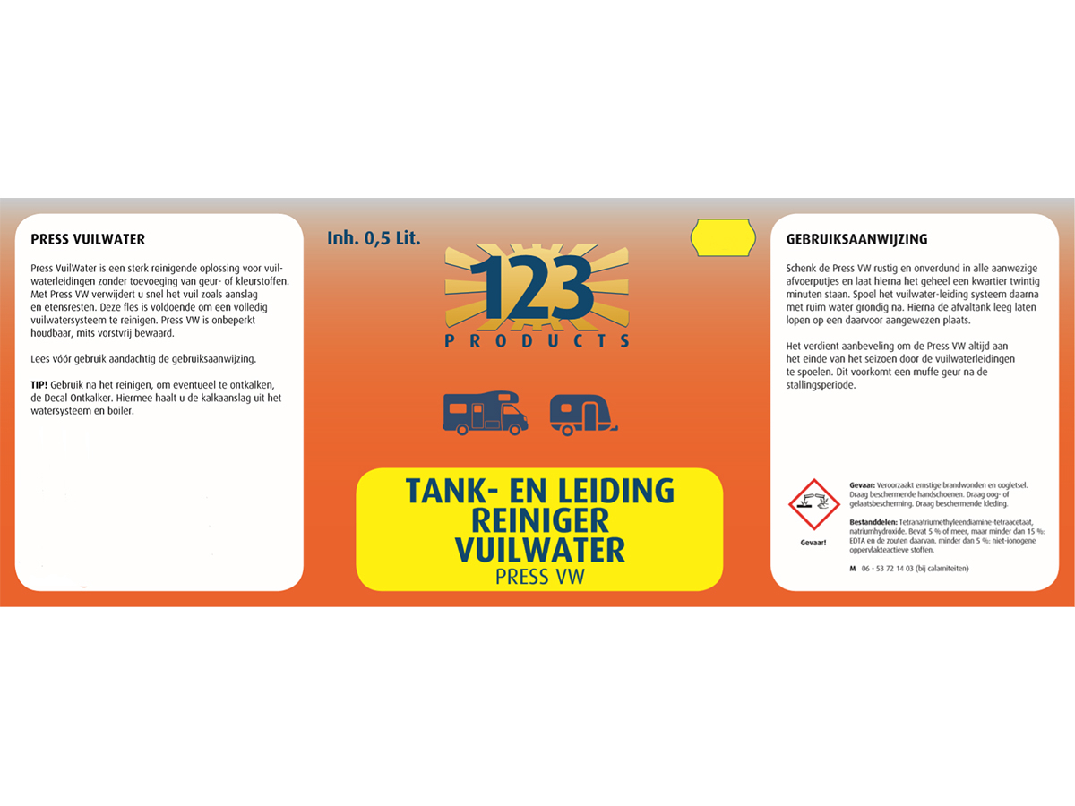 123 Products vuilwatertank- en leidingreiniger - 0,5 liter
